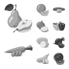 Fototapeta premium Isolated object of vegetable and fruit symbol. Collection of vegetable and vegetarian stock vector illustration.