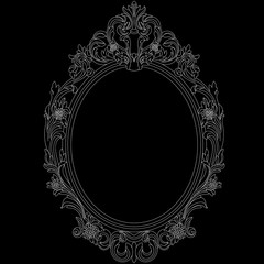 Vintage oval pattern frame in old style. Vector.Vintage oval pattern frame in old style. Vector.