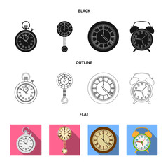 Fototapeta na wymiar Vector illustration of clock and time icon. Collection of clock and circle vector icon for stock.