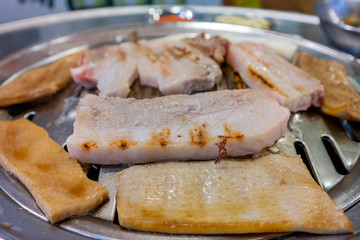 Close up shot of Korean style grill meat