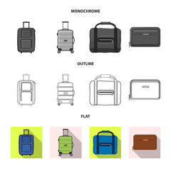 Vector illustration of suitcase and baggage symbol. Set of suitcase and journey vector icon for stock.