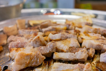 Close up shot of Korean style grill meat