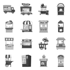 Vector illustration of service and storefront symbol. Set of service and store stock vector illustration.