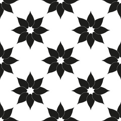 Vector pattern. Monochrome ornament with abstract flower.