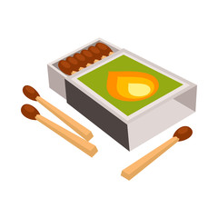 Vector design of matchbox and box symbol. Set of matchbox and stick stock symbol for web.