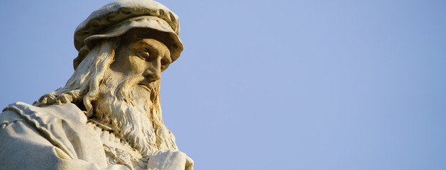 Head of the Leonardo da Vinci statue in Milan