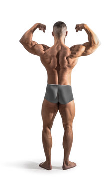 Bodybuilder Bodybuilding Muscles Standing Whole Body Stock Photo 525347230