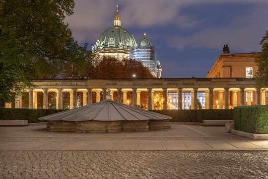 Fototapeta Germany, Berlin, view to lighted Berlin Cathedral