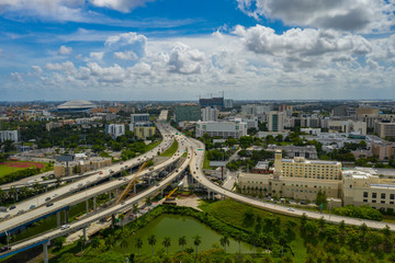 Fototapeta na wymiar Aerial Miami highways and hospitals