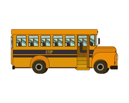 school bus color yellow isolated icon