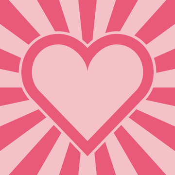 Pink heart with radial rays