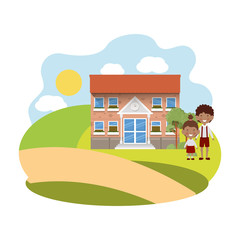 Fototapeta premium school building of primary with students