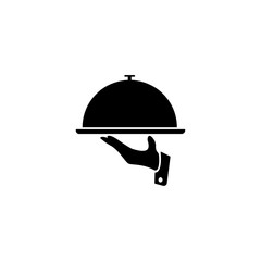Fototapeta premium Food Tray on the Hand / Waiters Serving Icon Vector