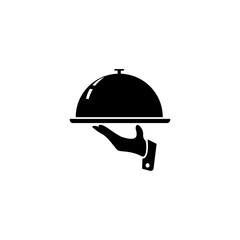 Fototapeta premium Food Tray on the Hand / Waiters Serving Icon Vector