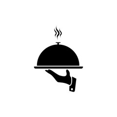 Fototapeta premium Food Tray on the Hand / Waiters Serving Icon Vector
