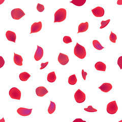 A seamless background of falling rose petals. Vector illustration