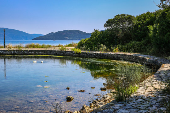 Karavomilos lake at Kefalonia island in Greece