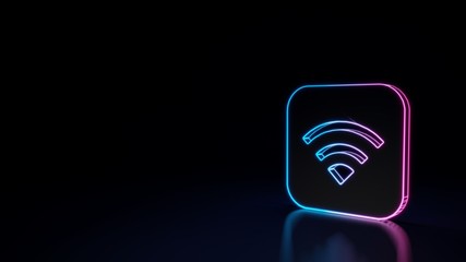 3d glowing neon symbol of icon of signal app isolated on black background