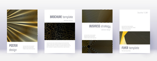 Minimalistic brochure design template set. Gold ab