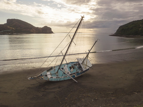 Old yacht at Benete beach, Maluk, West Sumbawa, Indonesia