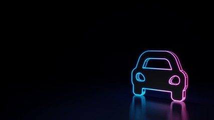 Fototapeta na wymiar 3d glowing neon symbol of symbol of sport car isolated on black background