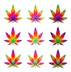 Cannabis leaf marijuana vector colorful illustration ganja 