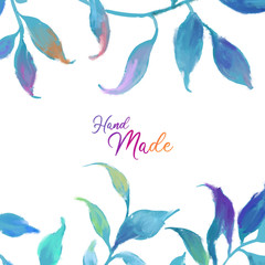 Abstract beautiful watercolor oil painting leaves and branches