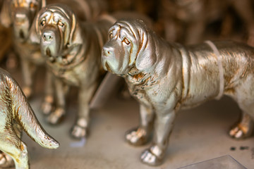 copper statues of dogs , home decor