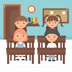 cute little students group in the classroom