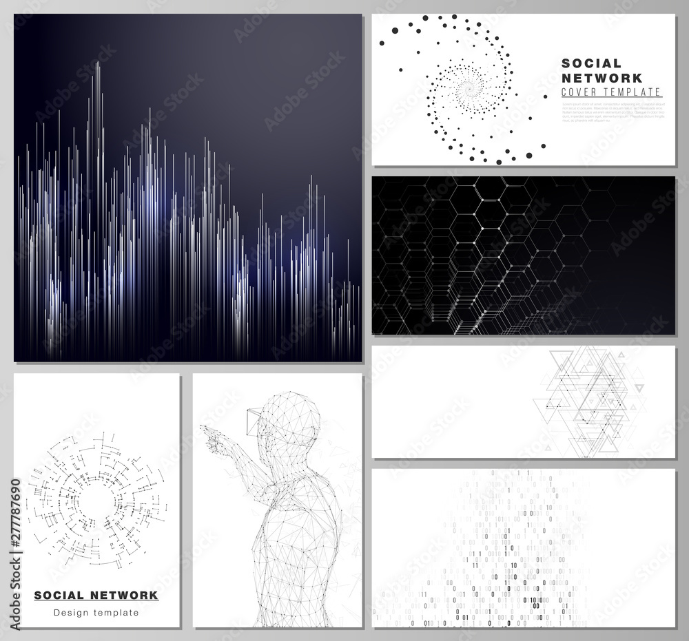 Poster the minimalistic abstract vector illustration of the editable layouts of modern social network mocku