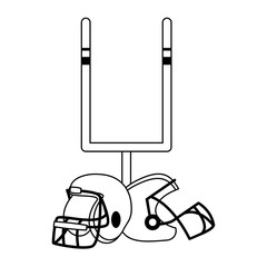 american football sport game cartoon in black and white