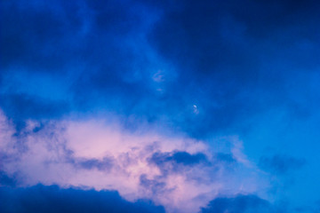 blue sky with clouds and sun