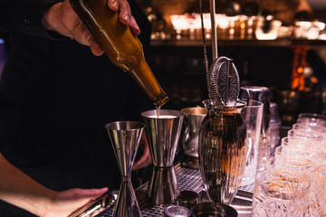 Work in the bar, cocktails and bartenders