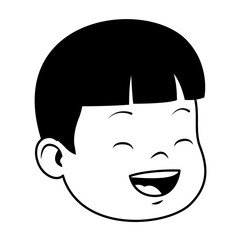 Cute little boy smiling face in black and white
