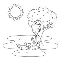 Boy with dog cartoon design