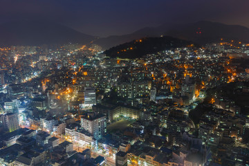Night aerial view of the Busan cityscape from Busan Tower