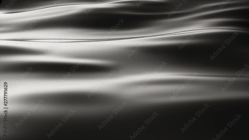 Poster 3d render abstract background of a developing fabric. wave motion on black silk. seamless loop 4k an
