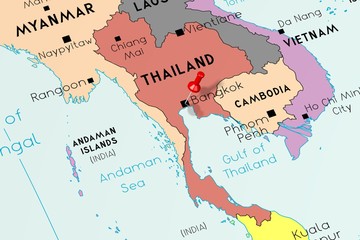 Thailand, Bangkok - capital city, pinned on political map © PX Media
