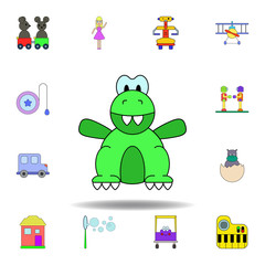 Fototapeta premium cartoon dinosaur toy colored icon. set of children toys illustration icons. signs, symbols can be used for web, logo, mobile app, UI, UX