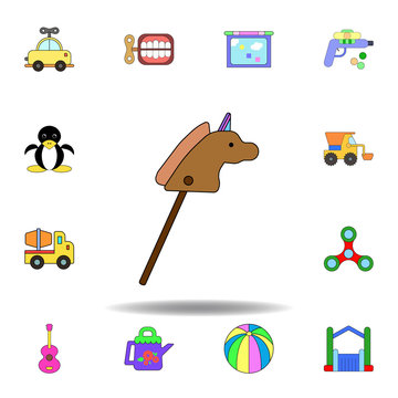 cartoon horse stick toy colored icon. set of children toys illustration icons. signs, symbols can be used for web, logo, mobile app, UI, UX