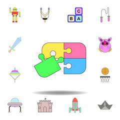 cartoon puzzle toy colored icon. set of children toys illustration icons. signs, symbols can be used for web, logo, mobile app, UI, UX