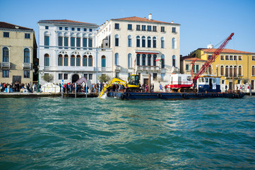 Dredging work in Venice, Italy