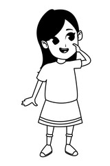 girl having fun and playing in black and white