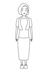 old woman smiling and happy in black and white