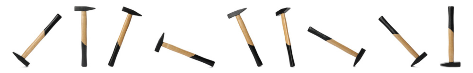 Set of hammers on white background. Construction tools