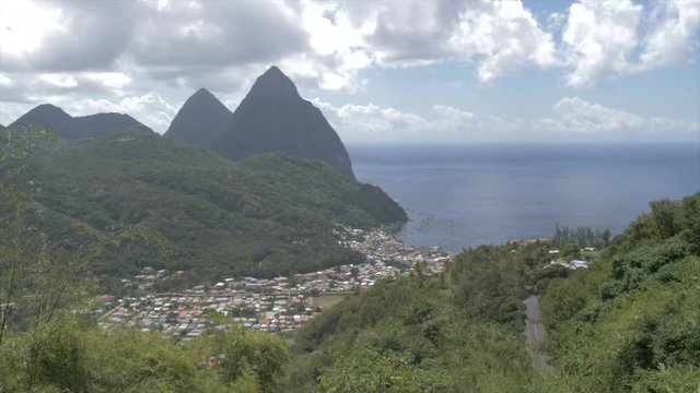 Soufriere with the Pitons, UNESCO World Heritage Site, St. Lucia, Windward Islands, West Indies Caribbean, Central America