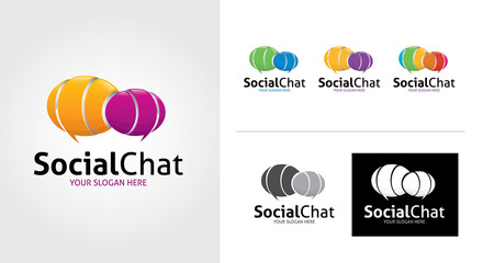 Social Bubble minimalist and creative logo set