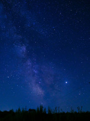 blue sky with stars and milky way
