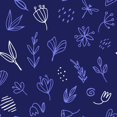 Seamless background pattern with line florals