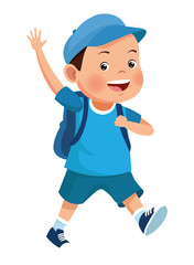 School boy smiling with backpack